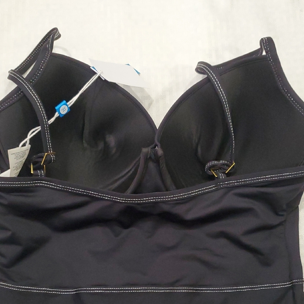 Bleu Rod Beattie Sleek Black One-Piece Swimsuit with Adjustable Straps Size 12 - Picture 5 of 8